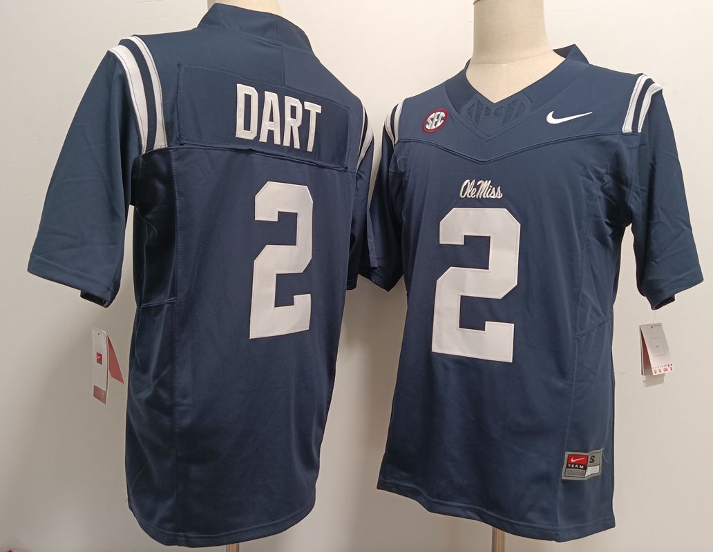 Men Ole Miss Rebels #2 Dart Drak Blue Nike 2025 NCAA Jersey
